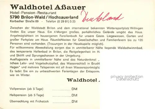 AK / Ansichtskarte Brilon Wald Fliegeraufnahme Waldhotel Assauer Freibad Brilon Wald