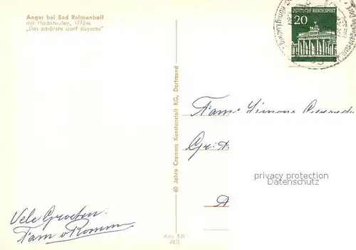 AK / Ansichtskarte Anger_Bad_Reichenhall mit Hochstaufen 