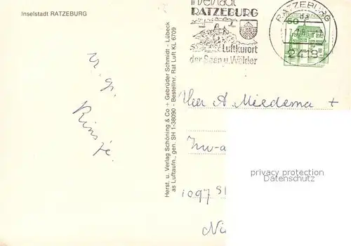 AK / Ansichtskarte Ratzeburg Fliegeraufnahme Inselstadt Ratzeburg