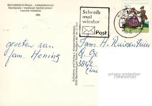 AK / Ansichtskarte Bacharach_Rhein Marktplatz Fachwerk  Bacharach Rhein