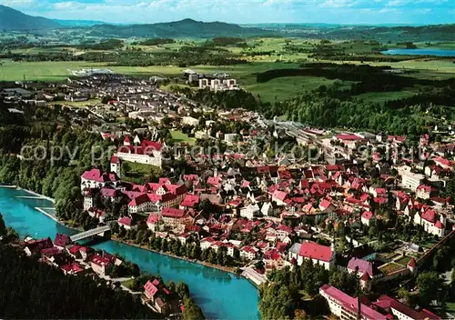 AK / Ansichtskarte Fuessen_Allgaeu Fliegeraufnahme Kloster St. Mang Hohes Schloss Fuessen Allgaeu
