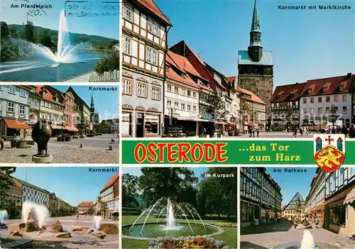 AK / Ansichtskarte Osterode_Harz Kornmarkt mit Marktkirche Pferdeteich Kurpark  Osterode_Harz
