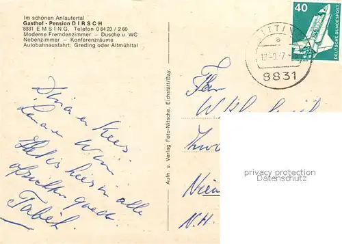 AK / Ansichtskarte Emsing_Titting_Oberbayern Panorama Gasthof Dirsch Emsing_Titting_Oberbayern