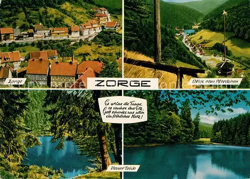 AK / Ansichtskarte Zorge Ortsansicht Blick vom Pferdchen Neuer Teich Zorge