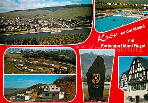 AK / Ansichtskarte Kroev_Mosel Panorama Schwimmbad Bungalows Fachwerk  Kroev_Mosel