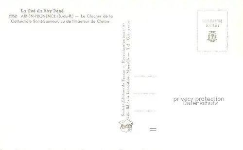 AK / Ansichtskarte Aix en Provence Clocher de la Cathedrale Saint Sauveur interieur du Cloitre Aix en Provence