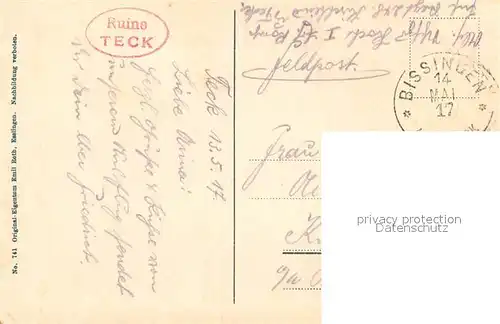 AK / Ansichtskarte Kirchheim_Teck Burgruine Teck Kirchheim Teck