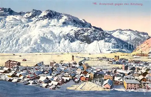 AK / Ansichtskarte Andermatt Winterpanorama Blick gegen Saetzberg Andermatt
