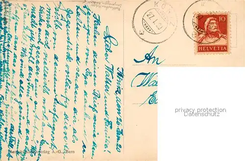 AK / Ansichtskarte Spiez_Thunersee_BE Panorama mit Schreckhoerner Berner Alpen Spiez_Thunersee_BE