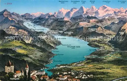 AK / Ansichtskarte Thunersee und Umgebung Alpenpanorama aus der Vogelperspektive Thunersee