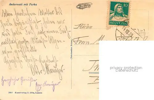 AK / Ansichtskarte Andermatt Panorama Blick auf Furka Alpen Andermatt