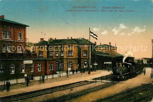 AK / Ansichtskarte Herbesthal_Wallonie La Gare Grenzbahnhof Dampflokomotive Herbesthal_Wallonie