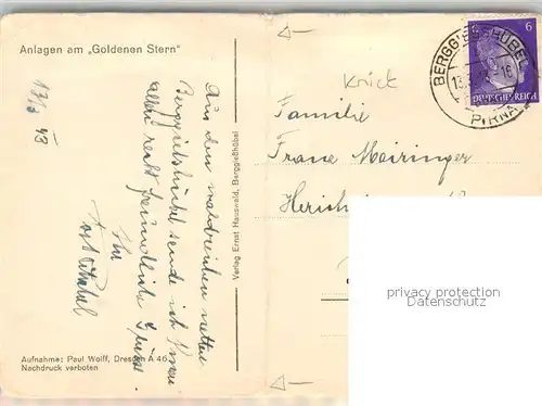 AK / Ansichtskarte Berggiesshuebel Kneippkurort Anlagen am Gasthof Goldenen Stern Berggiesshuebel