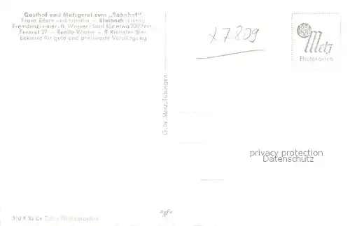 AK / Ansichtskarte Bleibach Gasthof Bahnhof Bleibach