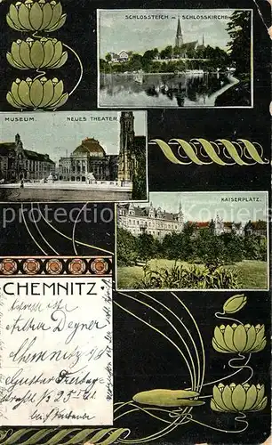 AK / Ansichtskarte Chemnitz Kaiserplatz Museum Schlosskirche Chemnitz