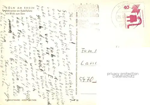 AK / Ansichtskarte Strassenbahn Koeln Hahnentor Rudolfplatz Dom Strassenbahn