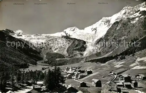 AK / Ansichtskarte Saas Fee mit Allalin Alphubel Taeschhorn und Dom Saas Fee