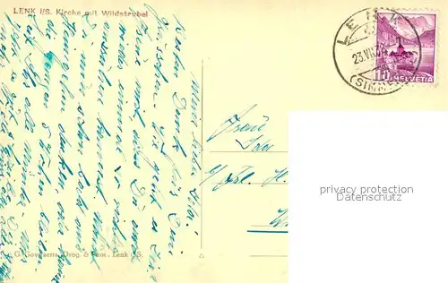 AK / Ansichtskarte Lenk_Simmental Kirche mit Wildstrubel Lenk Simmental