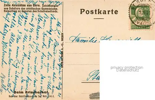 AK / Ansichtskarte Bern_BE Erlacherhof Zeichnung Bern_BE