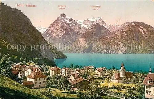 AK / Ansichtskarte Sisikon_Vierwaldstaettersee mit Gitschen und Urirotstock Sisikon