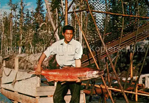 AK / Ansichtskarte Fische King Salmon Fish Wheel Fishing Indian  Fische