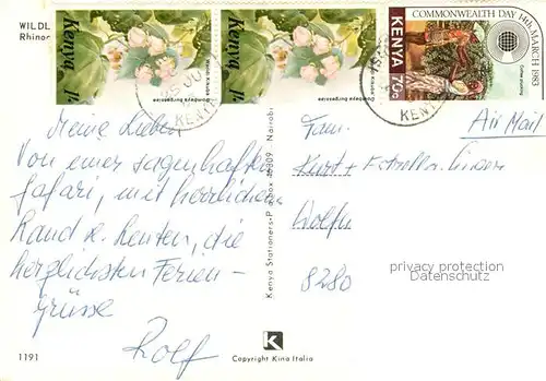 AK / Ansichtskarte Nashorn Afrika Nashorn