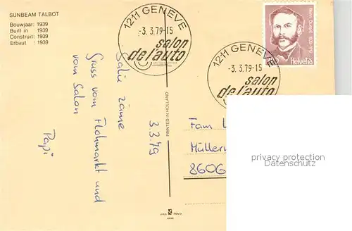 AK / Ansichtskarte Autos Sunbeam Talbot  Autos