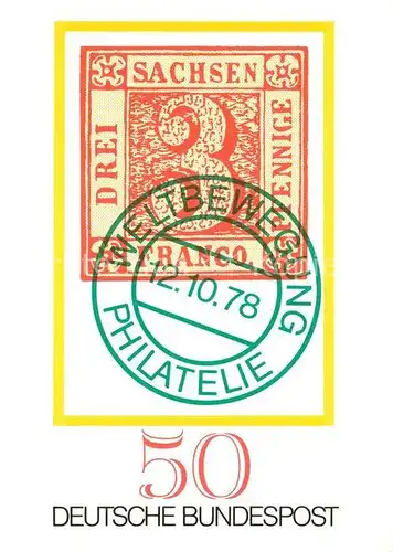 AK / Ansichtskarte Briefmarke_auf_Ak Sachsen Philatelie Weltbewegung  Briefmarke_auf_Ak