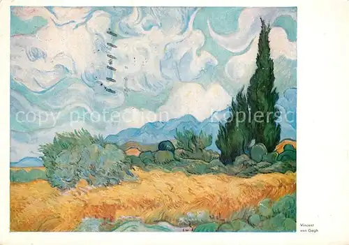 AK / Ansichtskarte Van_Gogh_Vincent Getreidefeld mit Cypressen  Van_Gogh_Vincent