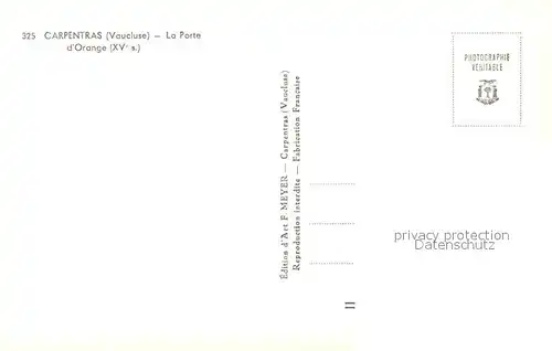 AK / Ansichtskarte Carpentras Porte d Orange XV siecle Carpentras