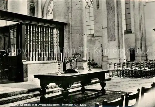 AK / Ansichtskarte Breda_Noord Brabant Koorhek met Avondmaalstafel Interieur Grote Kerk Breda Noord Brabant