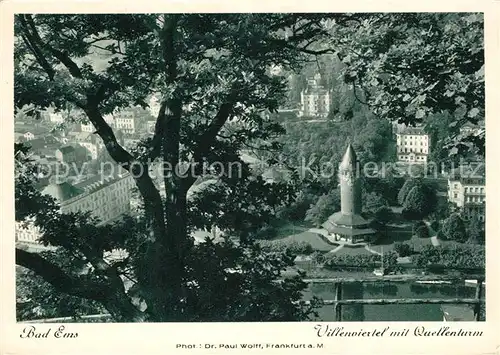 AK / Ansichtskarte Bad_Ems Villenviertel Quellenturm Bad_Ems
