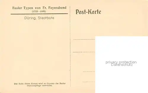 AK / Ansichtskarte Basel_BS Typen von Fr. Feyerabend Duering Stadtbote Basel_BS
