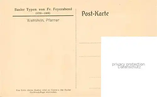 AK / Ansichtskarte Basel_BS Typen von Fr. Feyerabend Wettstein Pfarrer Basel_BS