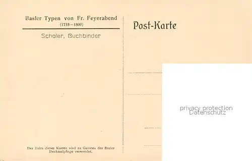 AK / Ansichtskarte Basel_BS Typen von Fr. Feyerabend Scholer Buchbinder Basel_BS