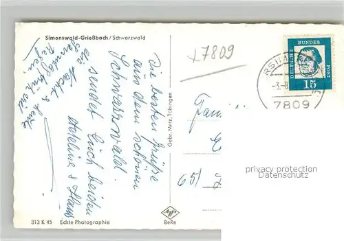 AK / Ansichtskarte Simonswald Griessbach Simonswald