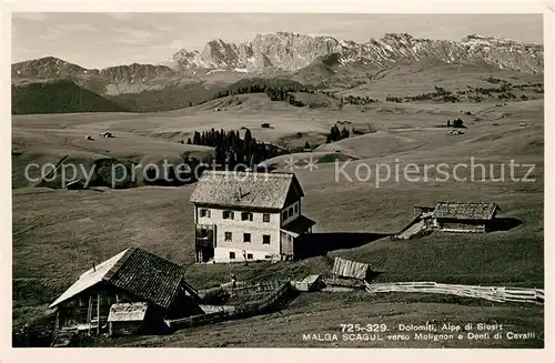 AK / Ansichtskarte Alpe_di_Siusi Malga Scagul verso Malignon et Denti di Cavalli Alpe_di_Siusi