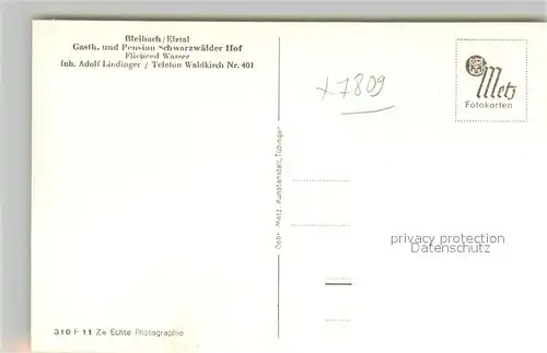 AK / Ansichtskarte Bleibach Gasthof Schwarzwaelder Hof Bleibach