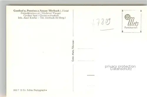 AK / Ansichtskarte Bleibach Gasthof zur Sonne Bleibach