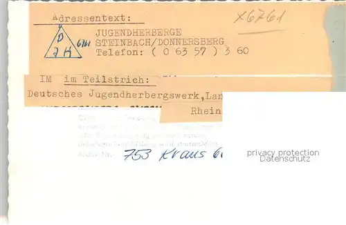 AK / Ansichtskarte Steinbach_Donnersberg Jugendherberge Steinbach Donnersberg