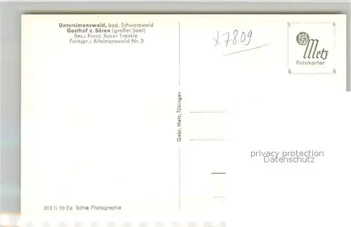 AK / Ansichtskarte Untersimonswald Gasthof zum Baeren Untersimonswald