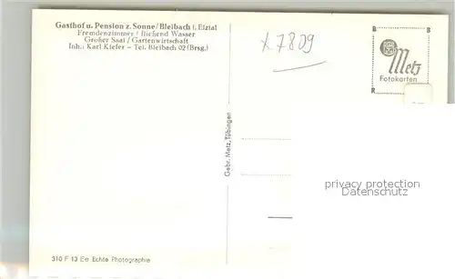 AK / Ansichtskarte Bleibach Gasthof Sonne Bleibach