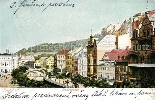 AK / Ansichtskarte Karlsbad_Eger Kreuzgasse  Karlsbad_Eger