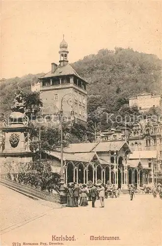 AK / Ansichtskarte Karlsbad_Eger Marktbrunnen Karlsbad_Eger