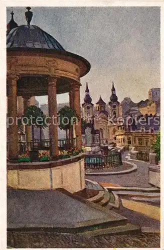 AK / Ansichtskarte Karlsbad_Eger Kuenstlerkarte E. Kosa Schlossbrunnenkolonnade Rudolfsquelle Karlsbad_Eger