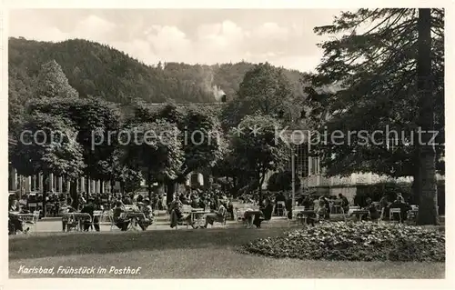 AK / Ansichtskarte Karlsbad_Eger Fruehstueck im Posthof Karlsbad_Eger