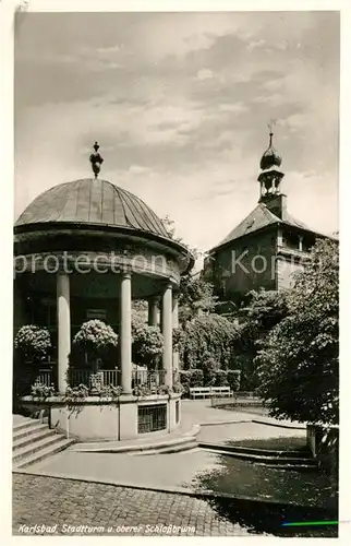 AK / Ansichtskarte Karlsbad_Eger Stadtturm Schlossbrunn  Karlsbad_Eger