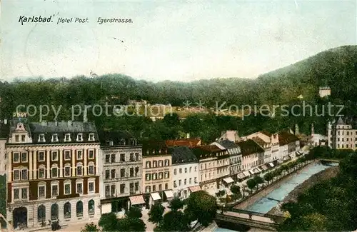 AK / Ansichtskarte Karlsbad_Eger Hotel Post Egerstrasse  Karlsbad_Eger