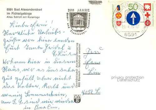 AK / Ansichtskarte Bad_Alexandersbad Altes Schloss Kuranlage Bad_Alexandersbad