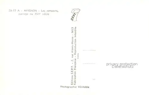 AK / Ansichtskarte Avignon_Vaucluse Les remparts ouvrage du XVI siecle Avignon Vaucluse